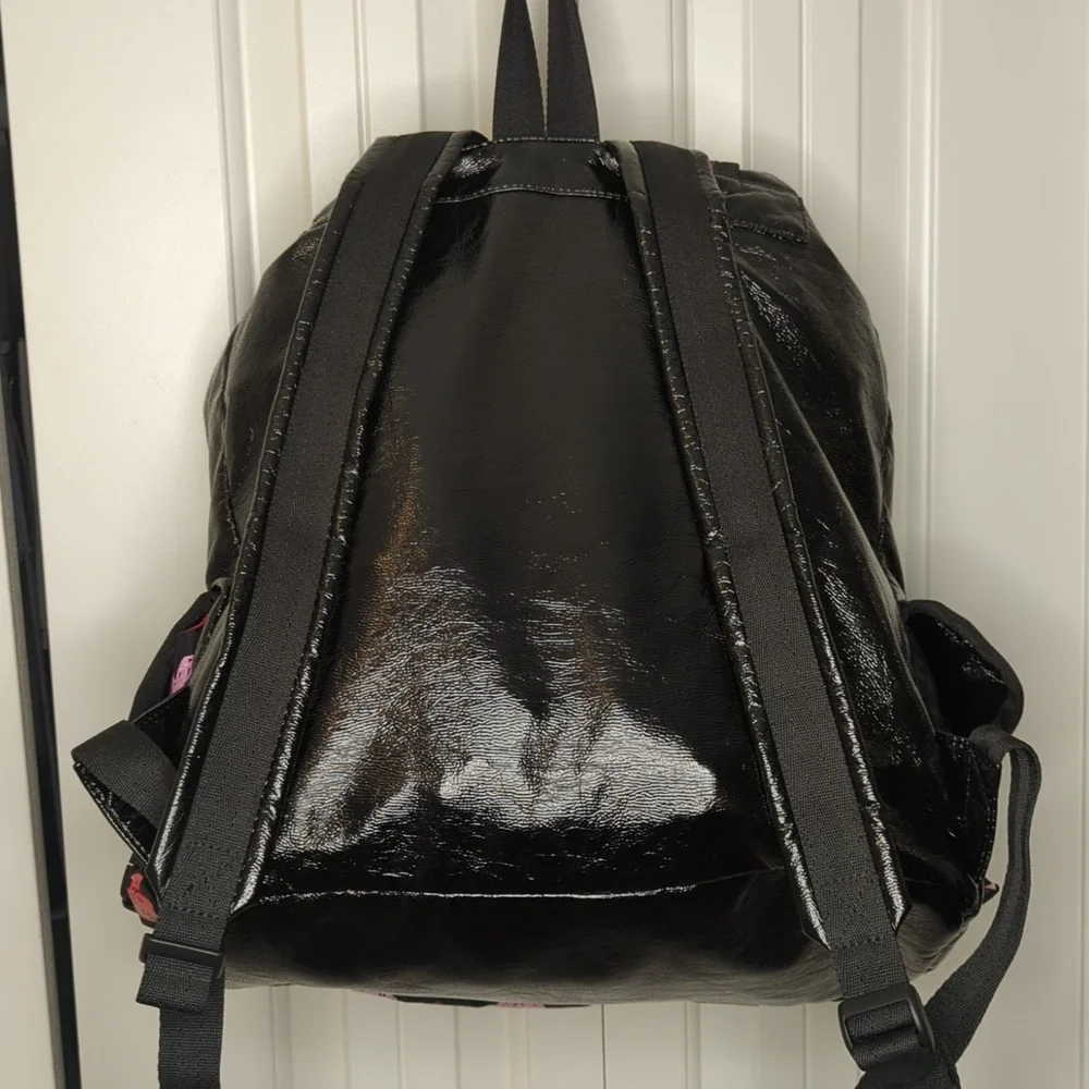 LeSportsac Black Backpack with Red, Pink, White Hearts - Picture 2 of 9